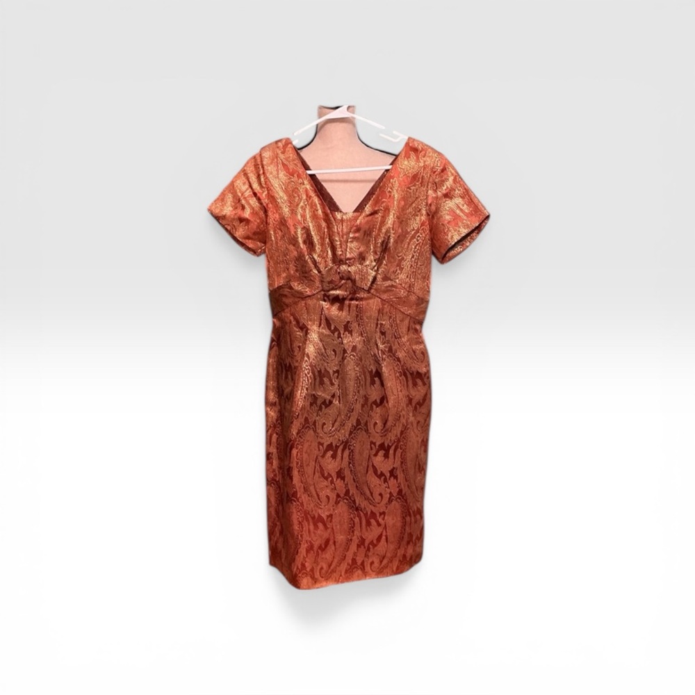 Elegant Orange Brocade Dress